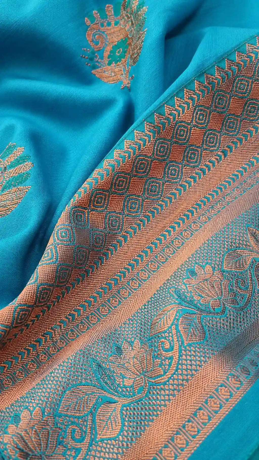 Turquoise Soft Silk Saree with Meena Work for Festive Wear - Silk Saree | Women Fashion India