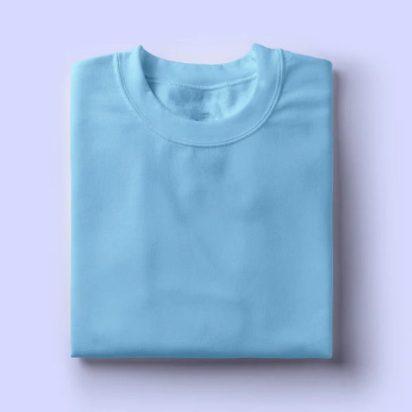 Unisex Baby Blue Round Neck T-shirt | 100% Cotton | Bio - Washed | Breathable & Durable - TRESSNY - MRnHs - BB - XS