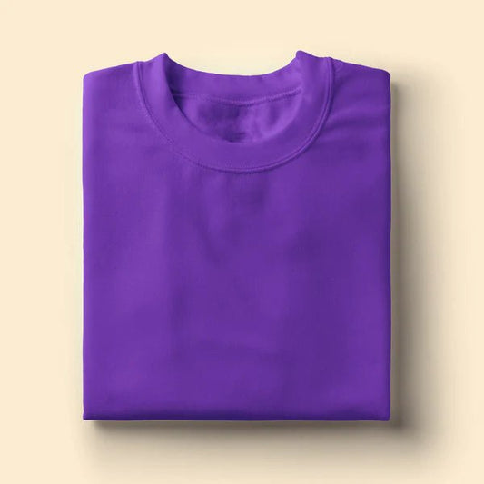 Unisex Purple Round Neck T-shirt | 100% Cotton | Bio - Washed | Breathable & Durable - TRESSNY - MRnHs - Pu - XS