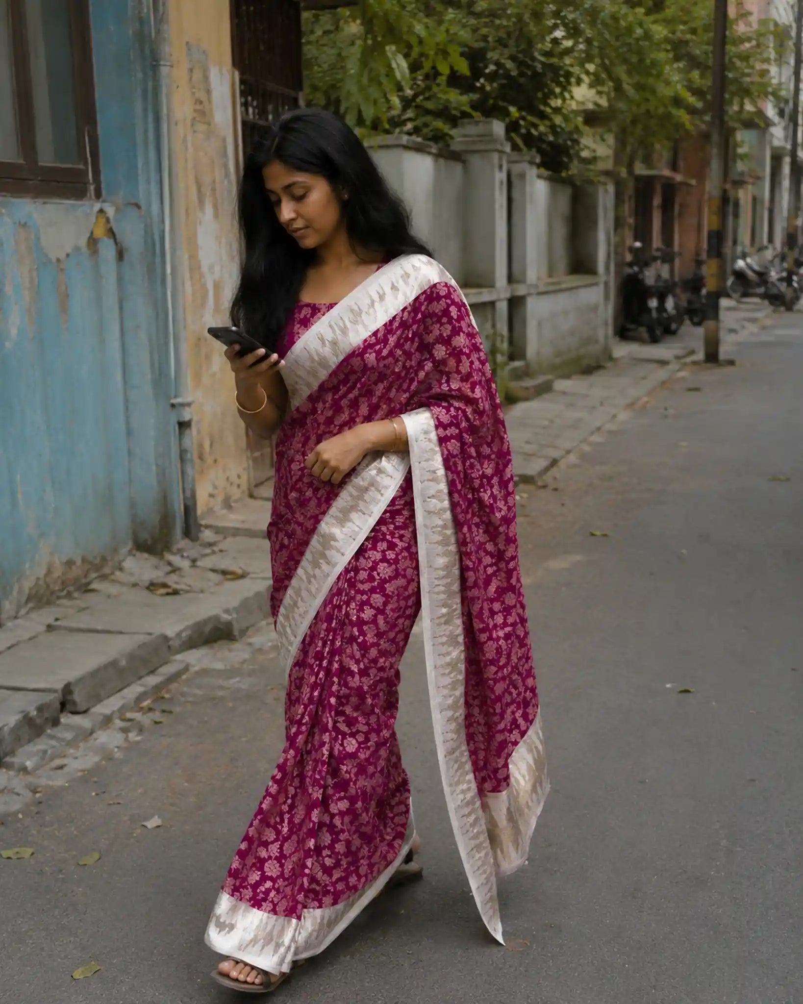 Vanilla White Kota Saree with Zari Border for Festive Wear - Saree Front | Women Fashion India